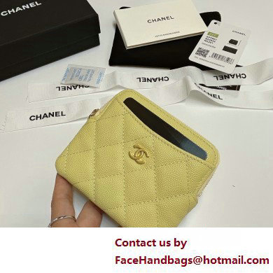 Chanel Grained Calfskin  &  Gold-Tone Metal Zip Coin Purse AP2061 Yellow 2025